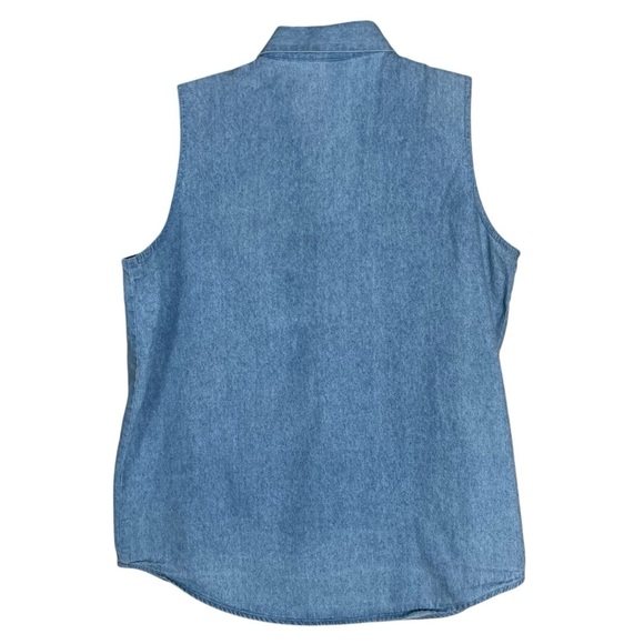 Vintage Mickey Mouse Graphic Denim Button Up Shirt Vest Size L Jerry Leigh - Picture 2 of 9